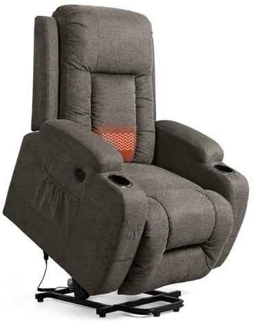 FLEXISPOT Relaxsessel, Elektrischer Aufstehsessel, Aufstehhilfe Massagesessel mit Wärmefunktion, Seniorensessel mit Getränkehalter, USB, Fernsehsessel im Wohnzimmer, Schlafzimmer (Braun)