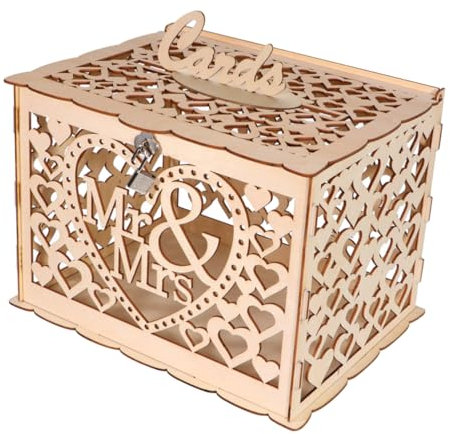 Zerodeko Scatola titolare del nome busta nuziale cassette delle lettere di nozze porta buste da matrimonio scatole per fondi di nozze scatole per inviti di nozze segni di nozze Di legno