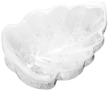 NKlaus Cuenco de hojas de selenita de 12 cm – Piedra natural para limpiar piedras curativas y joyas, cuenco decorativo tallado a mano para meditación, reiki y esoterismo