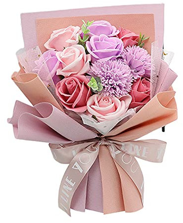 Wdfnexalai Garofano Sapone Bouquet Fiore Decorazione Regalo per Madre San Valentino Viola C