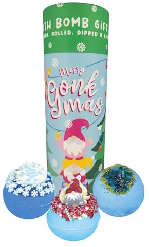 Bomb Cosmetics Merry Gonkmas Weihnachts-Badebomben-Geschenkset Tube, handgefertigt mit reinen ätherischen Ölen, Kakao und Sheabutter