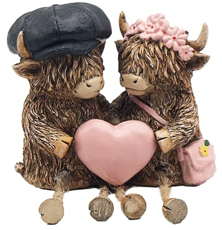 Lesser & Pavey Happy Highland, Highland Cows Cheeky Figurines Statues For Home Decor | Ideal Ornaments Friendship Gifts For Women & Men | Lovely Table Centerpiece & Living Room Accessories