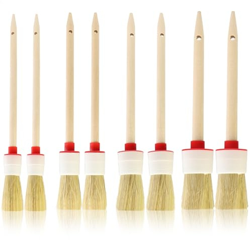 Lot de 8 pinceaux à pochoir, 4 tailles, en bois, pinceaux à poils ronds, pinceaux à poils naturels, pinceaux à repriser pour peinture acrylique, peinture à l'huile, pochoirs de peinture, bricolage