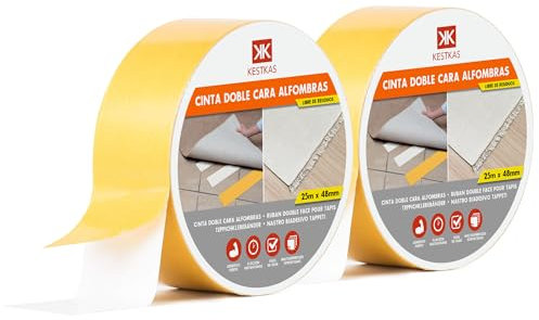 KESTKAS Nastro Biadesivo Extra forte Originale per Tappeti, erba sintetica 48mmFissaggio Garantito su qualsiasi superficie - per fissare quasi tutto nella vostra casa - moquette (2, Bianco)