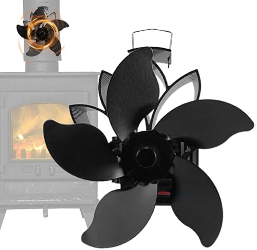 Sghtil Fireplace Heating Fan,Fireplace Blower Fan Non Electric | 5 Leaves Eco Thermoelectric Fan, Wood Burning Fireplace Blower Fans