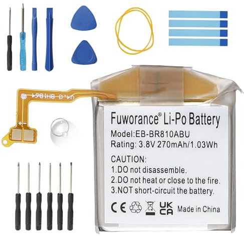 Fuworance 270mAh 3,8V EB-BR810ABU - Batería de repuesto compatible con Samsung Galaxy S4 Watch 42mm SM-R810 SM-R815 - Reloj inteligente con batería recargable de ion de gran capacidad y caja de