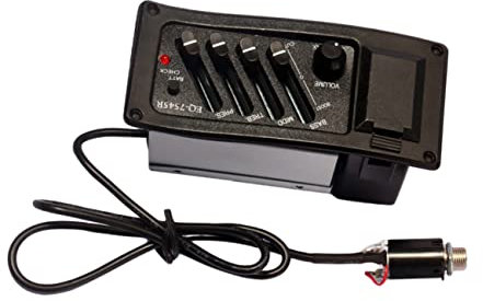 GOOHOCHY Gitarren Pickup Band Eq Vorverstärker Schwarz Für Akustische Folk-gitarren Mit Piezo Tonabnehmer Und Lautstärkeregelung Einfacher Einbau Inkl Anschlusskabel