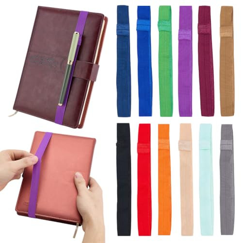 PH PandaHall 11 Colors Elastic Planner Bands Elastics Bookmarks Book Strap Notebook Elastic Band Stretchy Closure Bands with Pen Holder Loop for School Office Travel Journals Planner Reader Supplies