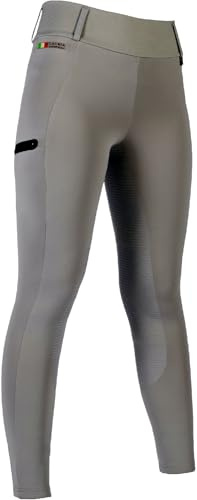 HKM Damen Livigno Silikon Vollbesatz Reitleggings, Steingrau, 36