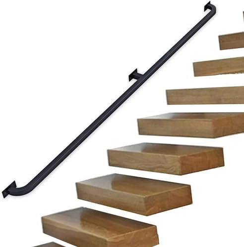 ISHEGREV Corrimano per Scale in Metallo | Kit di Supporto per corrimano per Scale in Ferro battuto | Corrimano per Scale da 1 2 3 4 5 6 Metri, ringhiera per Scale | Nero (Dimensioni: 1 Pied