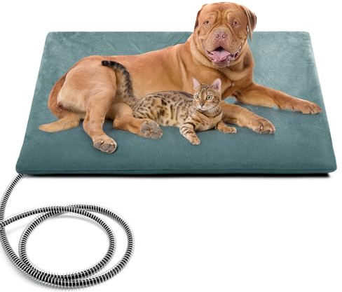 petnf Heizkissen für Haustiere im Freien, wasserdichtes elektrisches Heizkissen, automatische Temperaturregelung, bissfestes Kabel, ideal für Hundebetten, Katzenhäuser, Zwinger-Grau 40 * 70
