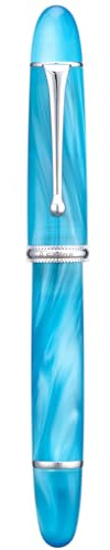 Asvine V800 Fountain Pen -Vacuum Filling System with Large Ink Capacity-Number 8 Stub Nib 1.1mm Calligraphy Art Drawing with Wrench - Sky Blue