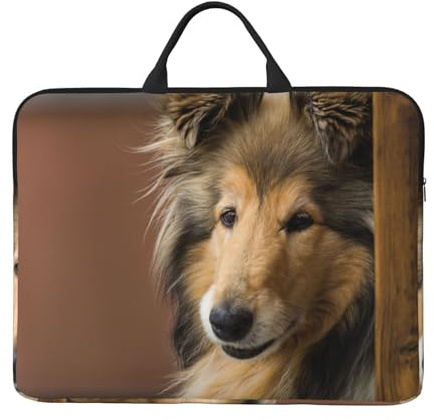 Rough Collie Lassie Hunde Große Flauschige Hunde Haustiere, 14 Zoll Laptophülle, Notebooktasche Laptophülle Aktentasche mit Griff