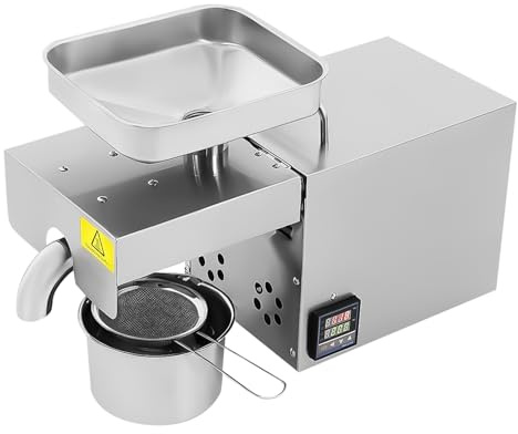 Ölpresse Automatische Ölpresse,610W Ölpressmaschine für den Handel,Kaltpressung und Heißpressung,Einstellbare Temperatur,Erdnusskerne, Sonnenblumenkerne,220V
