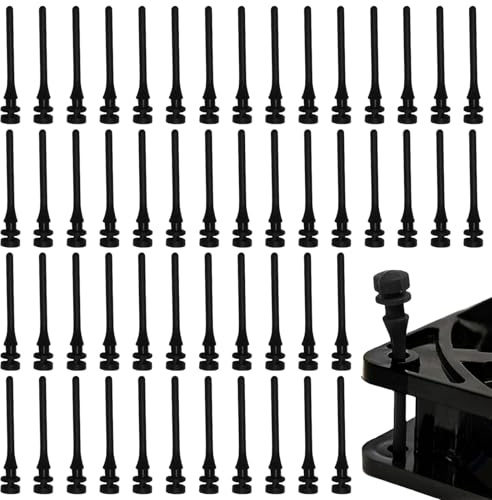 BLPRKOT 52 Piezas Soportes de Ventilador Antivibración Ventilador de PC Goma Antivibración 43mm Negro Tornillo de Goma del Ventilador Soportes Ventiladores Goma Amortiguador para Fan
