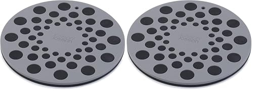 Joseph Joseph Spot-On Set of 2 Silicone Trivets, Heat resistant table mat for hot pots and pans, Black/Grey (Pack of 2)