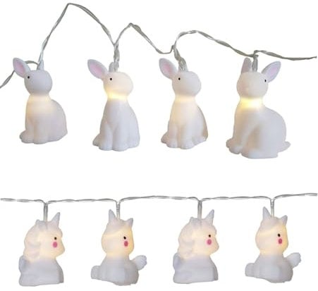 NETPROSHOP LED Batterie Lichterkette Einhorn 10 Lichter warm weiß Indoor, Auswahl:Hase