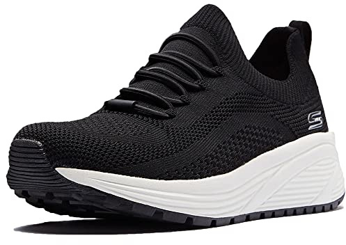SKECHERS Women's BOBS Sparrow 2.0 Allegiance Crew Sneaker, Black Engineered Knit, 5 UK
