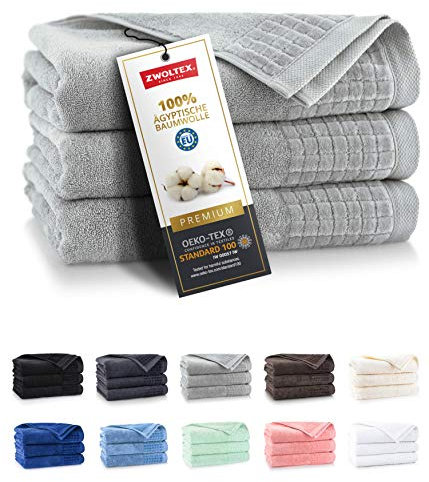 ZWOLTEX Himmlisch weiche Handtücher aus 100% Ägyptischer Baumwolle I Made IN EU I Gästehandtücher Ultra-Soft Duschtuch Badetuch - 2X 3er Handtuch Set Graphit Hell-Grau