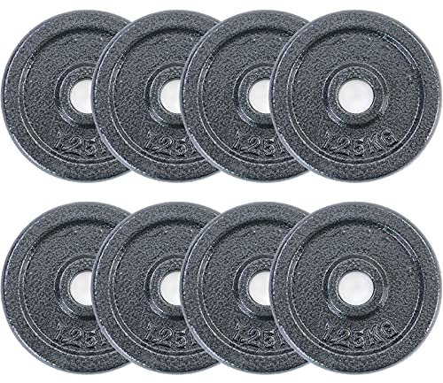 RAMROXX 10 kg Hantelscheiben Set 8x1,25 kg Gusseisen Hantel Gewicht versiegelt 28mm