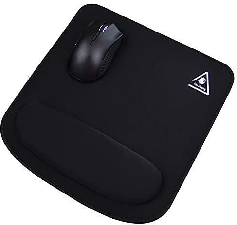 Flex Gaming Mouse Pad with Wrist Support - Large (12.6 x 13 inches) Black Cloth Mousepad | Stitched Edges | Non-Slip Rubber Base | Ergonomic Foam Wrist Rest (Large)