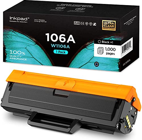 iNKPAD W1106A 106A Toner Kompatibel für HP W1106A 106A Toner für HP Laser MFP 135wg Toner für HP Laser 107w 107a 107r MFP 137fwg 137fnw 135w 135a 135r Druckerpatrone(Schwarz, 1er-Pack)