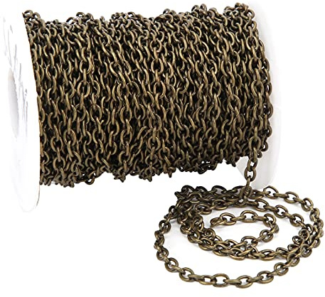 Metallkette, Elegante 10 Meter Gliederkette aus Bronze für Schmuck, Armbänder, Halsketten, Wäscheleine, Hängepflanzen, Hundekette, Schwenkkette, Verlängerungskette, Absperrkette
