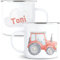 Traktor Tasse mit Namen Trecker Kindertasse Personalisiert für Jungen Kindergarten Kinder Becher aus Emaille