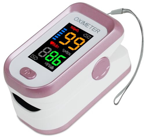 Pulse Oximeter, Fingertip Blood Oxygen SpO2 Heart Rate Monitor, Pulse Oxygen Saturation Monitor Adult and Child, Accurate and Fast Readings, Finger Oximeter with Lanyard