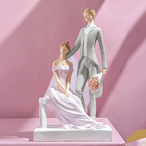 YTOOZ Romantisches Paar Figur Statue Liebendes Paar Hochzeit Statuen Handgemachtes Kunstharz Kunsthandwerk Jungvermählten Wohnkultur Zubehör Ornamente Skulpturen C 18,5 x 12,5 x 34 cm (7 x 5 x 13