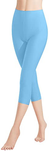 Libella 1er Pack Damen Leggings 3/4 Hose aus Baumwolle Capri-Hose mit Hohe Taille bunt Slim Fit Fitnesshose Mehrfarbig 4161 Hellblau 3XL