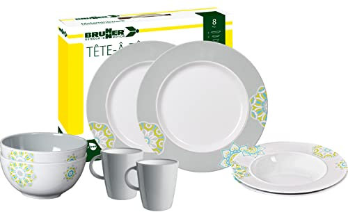 BRUNNER 0830143N.C2E Campinggeschirr Set für 2 Personen, Tête-À-Tête Sandhya, 8-teilig