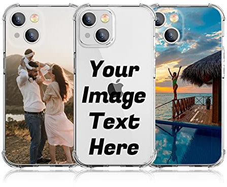 AnNengJing Personalised Photo Phone case Custom Soft TPU Clear Shock Absorbing Cover for iPhone 14 Plus 6.7 - Design Your Own Phone Case with Image Text and Logo