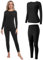 INNERSY Thermounterwäsche Damen Schwarz Ski Unterwäsche Frau Winter Funktionsunterwäsche Warm (L, Schwarz)