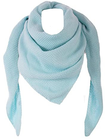 FASHION YOU WANT Damen XXL Strick Dreieck Schal mit Reiskorn Strickmuster in Unifarben, Schal, Leichtes Tuch (hellblau)