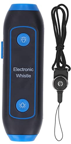 Fafeicy Silbato Electrónico para Entrenamiento Deportivo sin Soplado 150dB con 3 Tonos y 3 Niveles Volumen Luz LED Botón Azul