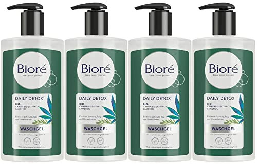 Bioré Daily Detox Waschgel Bio- Cannabis- Sativa- Samenöl Für zu Unreinheit Neigende Haut, 4er Pack (4 x 200ml)