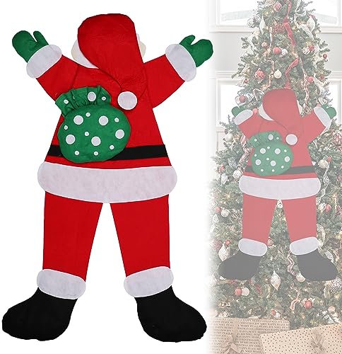 KINBOM Papá Noel Colgando de Navidad, 138cm Christmas Hanging Santa Claus para Árbol de Navidad Papá Noel Colgando Trepando para Techo Chimenea Árbol Porche Puerta Patio
