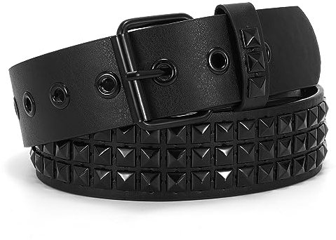 WHIPPY Nietengürtel Leder Metall Punk Rock Nietengürtel für Damen/Herren Punk-Ledergürtel Gotischer Gürtel Zubehör für Jeanshosen