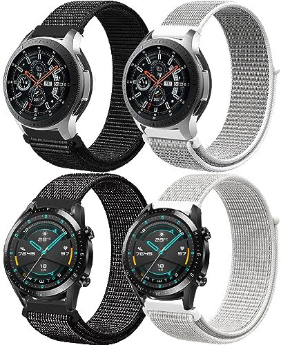 22mm Nylon Armband für Samsung Galaxy Watch 3 Armband 45mm/Galaxy Watch 46mm/Gear S3 Frontier/Classic,4ST Sport Uhrenarmband für Garmin vivoactive 4/Venu 2/3,HUAWEI Watch GT/GT2/GT2e/GT3/GT4 Pro Band