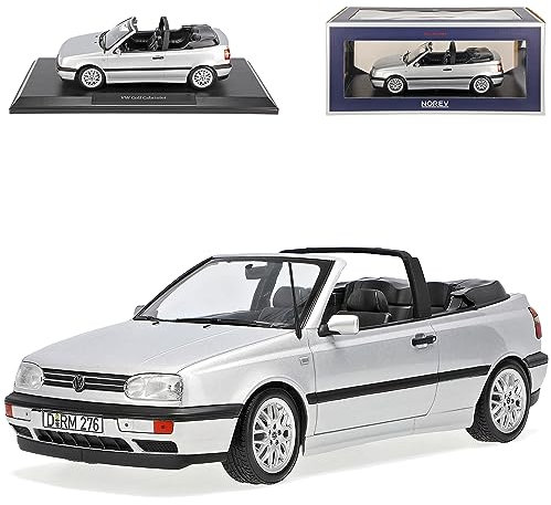 Norev Volkwagen Golf III Cabriolet Silber 1991-1998 1/18 Modell Auto mit individiuellem Wunschkennzeichen