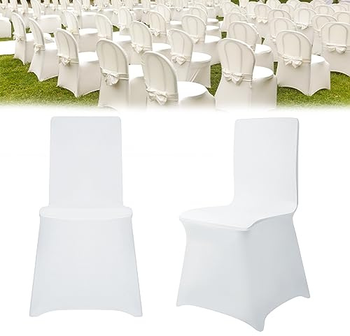 CEEDIR 50 Stück Universell Stuhlhussen Weiß Stuhl Husse Stretch Waschbar Stuhlbezüge Moderne Hussen für Party Hochzeiten Festen Dekoration