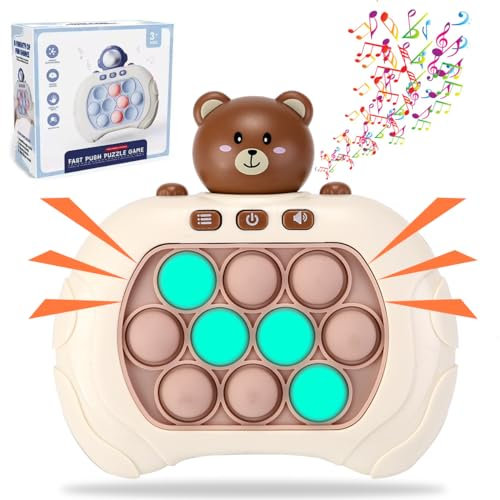 Quick Push Bubble Game for Kids & Adults, Mini Handheld Fast Speed Push Game, Relieving Stress Pop Fidget Game Toys for Boys, Girls, Teens (Bär)