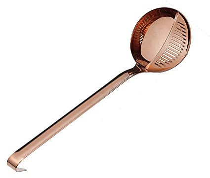 OUSIKA Filtri for alimenti in acciaio inossidabile con manico lungo, scolapasta for pentole calde, cucchiaio da zuppa for cucina Schiumarola (Color : Rose Gold)