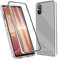 MeiyueEr für Sony Xperia 5 V Hülle,Magnetische Adsorption Metallrahmen Einteiliges 360 Grad Gehärtetes Glas Schutzhülle Panzerglasfolie Durchsichtige Cover - Metall Silber