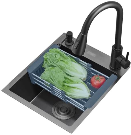 LIPJIA Kitchen Sink,Single Bowl Hotel Coffee Shop Restaurant Bar Small Stainless Steel Built-in Wash Basin Vegetable Washing Water Pool Durable Sink