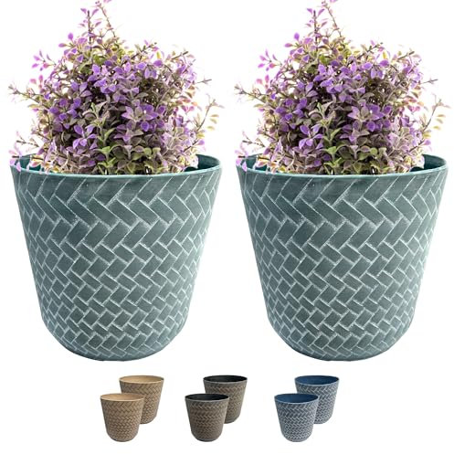 SG Traders Nantucket Plant Pot - Flower Planters Outdoor, Large Garden Plant Pots Elegant Design, Versatile Pots and Planters for Your Outdoor to Enhance your Garden (Pack of 2)