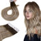 Hetto Tape Extensions Echthaar Balayage Tape in Extensions Echthaar 55 cm Balayage Mittel Braun to Ash Blond Seidig Gerade Invisible Tape Klebe Remy Haarverlangerung 20pcs 50g #3/8/22