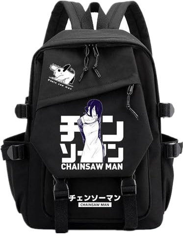 Anime Manga Chainsaw Man Reze Nylon Backpack,Large-capacity Cartoon School College Bag Chainsaw-Man Fans Cosplay