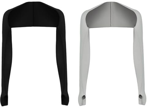 PNPGDYK 2 Pieces UV Protection Shawl Arm Sleeve Cooling Shawl Arm Sleeve with Finger Hole Sun Protection Cooler Shrug Arms Wrap (Black/Grey)